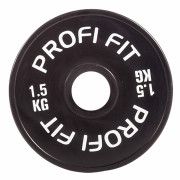 Диск для штанги каучуковый, черный, PROFI-FIT D-51,  1,5 кг