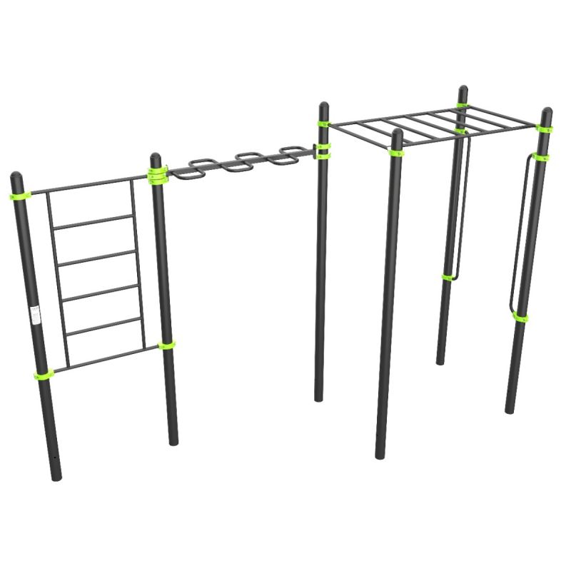 W323 Воркаут (шведская стенка, рукоход-змеевик и классический, перекладины вертикальные) ZAVODSPORTA