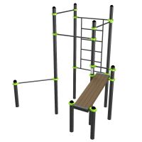 W322 Воркаут (3 турника, шведская стенка, наклонная скамья, перекладина для отжиманий) ZAVODSPORTA