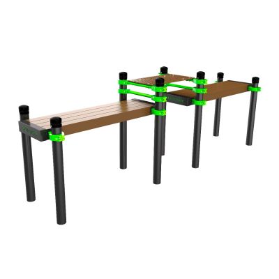 W263 Скамья гимнастическая горизонтальная с упором для ног (двойная) ZAVODSPORTA