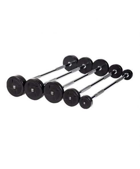 Набор прямых обрезиненных штанг (шаг 5 кг, 5 шт) PROFI-FIT 10-30 кг