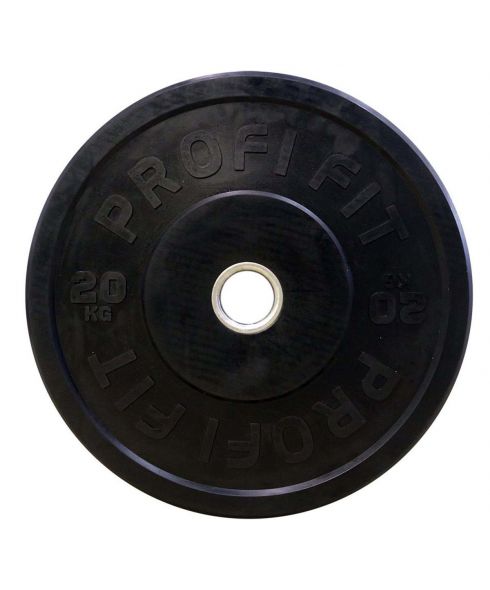 Диск для штанги каучуковый, черный D51 мм PROFI-FIT 20 кг