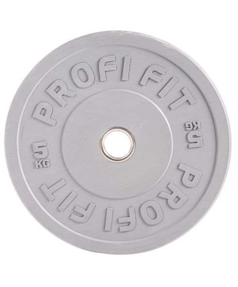 Диск для штанги каучуковый, серый, PROFI-FIT D51 5 кг