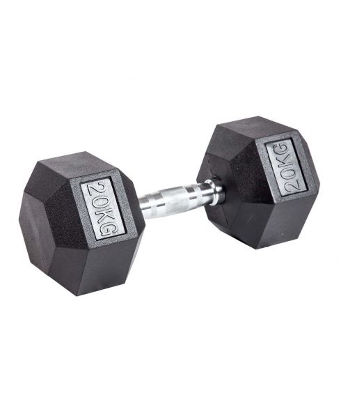 Гантель гексагональная обрезиненная PROFI-FIT 20 кг