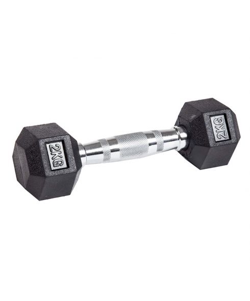 Гантель гексагональная обрезиненная PROFI-FIT  2 кг