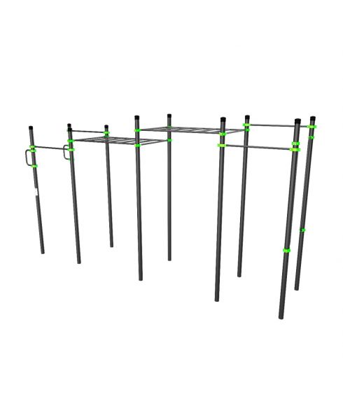 W224 Воркаут (поручни, 2 турника, рукоход клас. 2 ур., 2 перекладины, перекладины верт.) ZAVODSPORTA